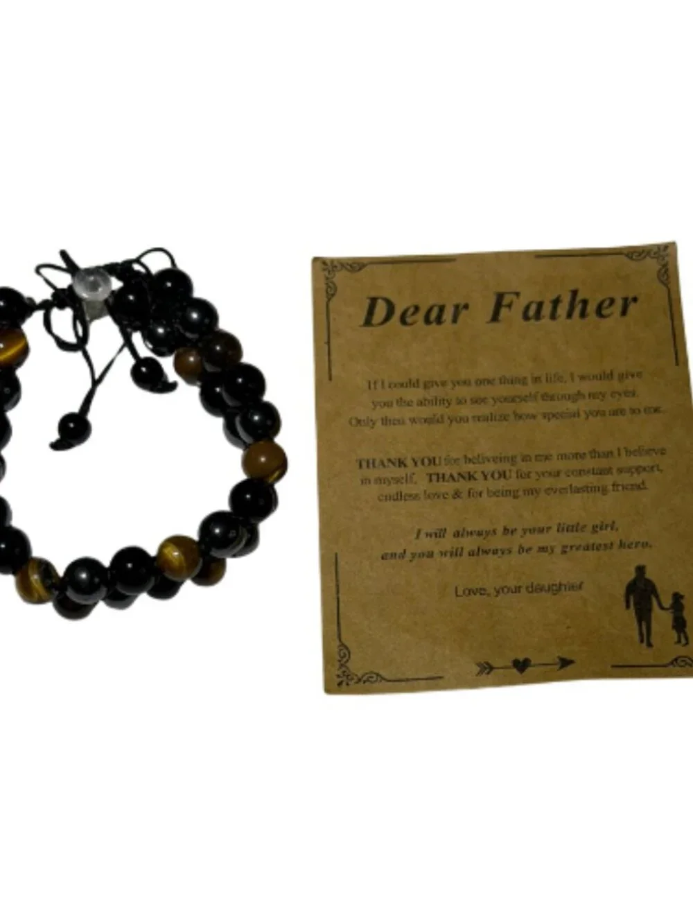 Tiger Eye Obsidian Hematite Protection Bracelet Dear Father Gift Adjustable